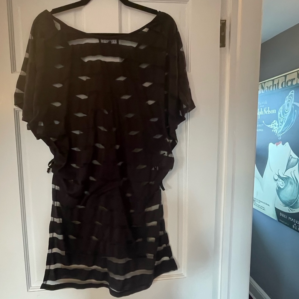 Venus Striped Sheer and Opaque Swim Cover Up